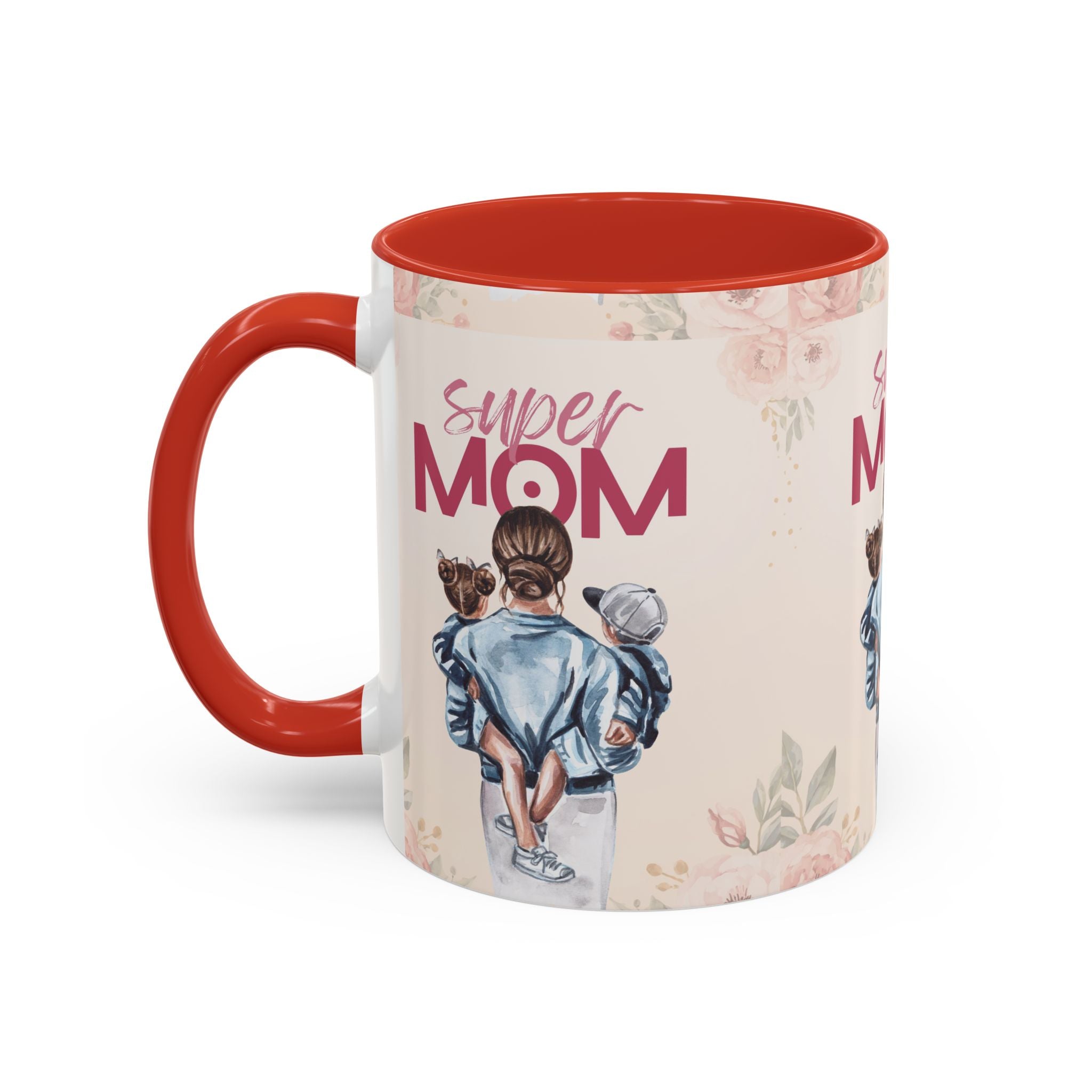 Keramikbecher „Super MOM“ mit Farbakzent | Tasse für Mamas
