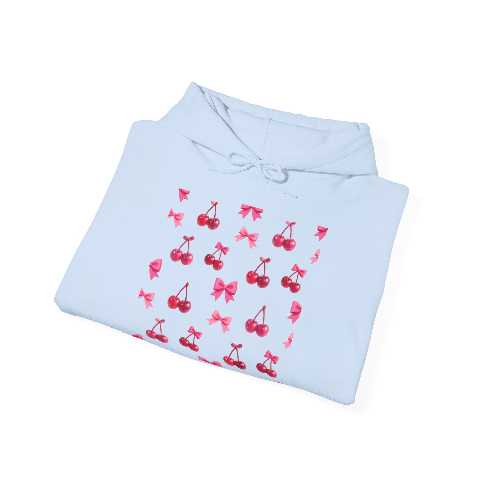 Cherry Hoodie — Pinker Kirsch-Pullover mit Grafik-Print