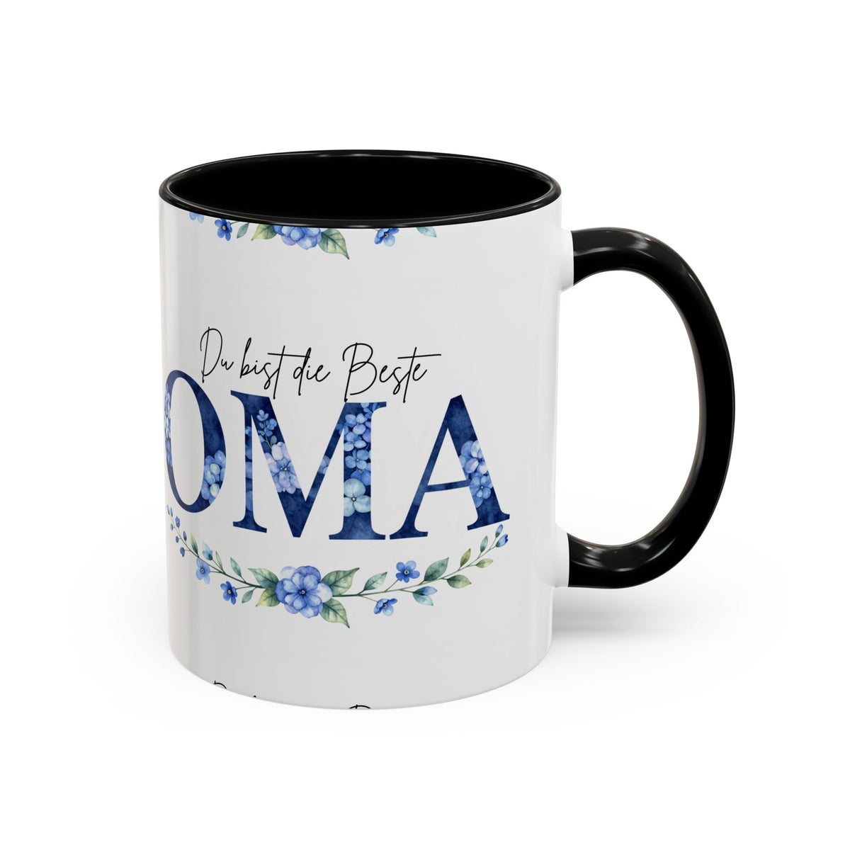 Oma Tasse – Du bist die Beste – Blumen-Motiv | Keramik Kaffeetasse Geschenk (11/15oz)