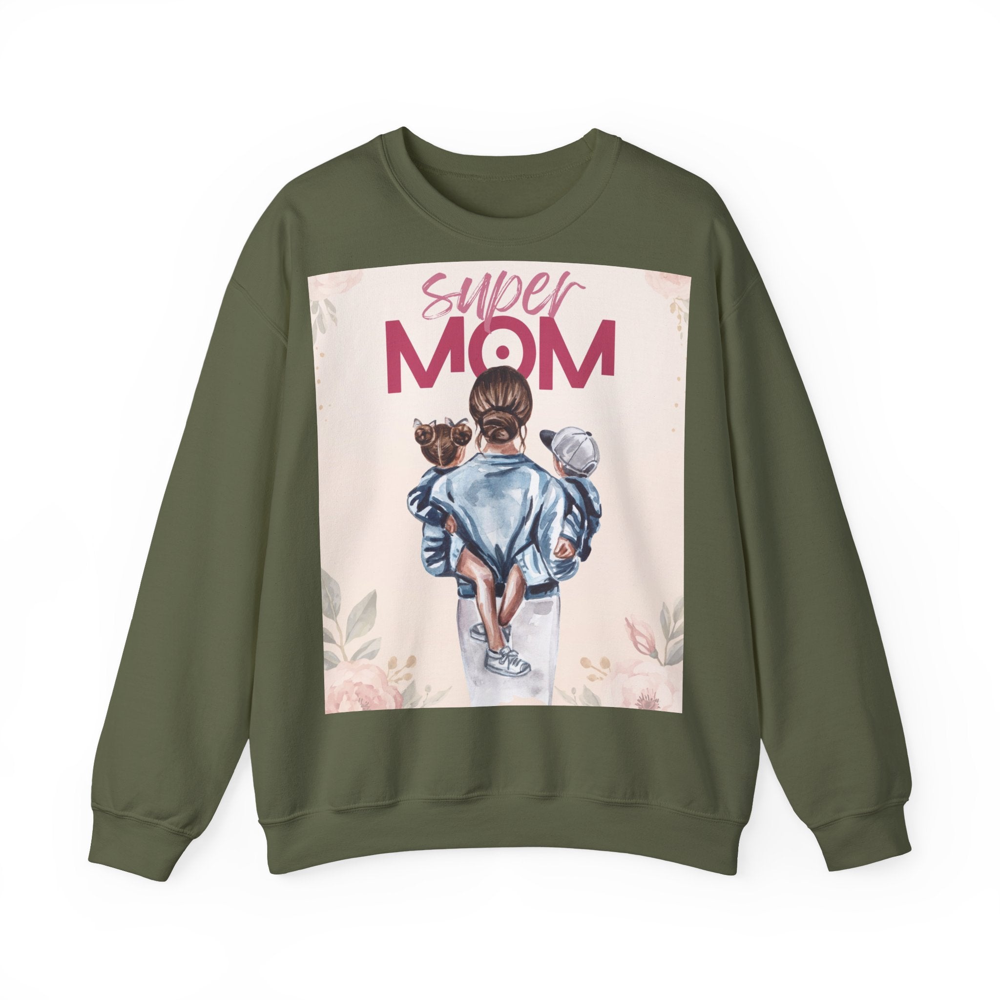 Unisex Sweatshirt „Super Mom“ | Gemütlicher Pullover mit Blumen-Illustration