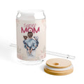Glasbecher mit Strohhalm & Bambusdeckel „Super Mom“ | 16oz Becher aus gehärtetem Glas