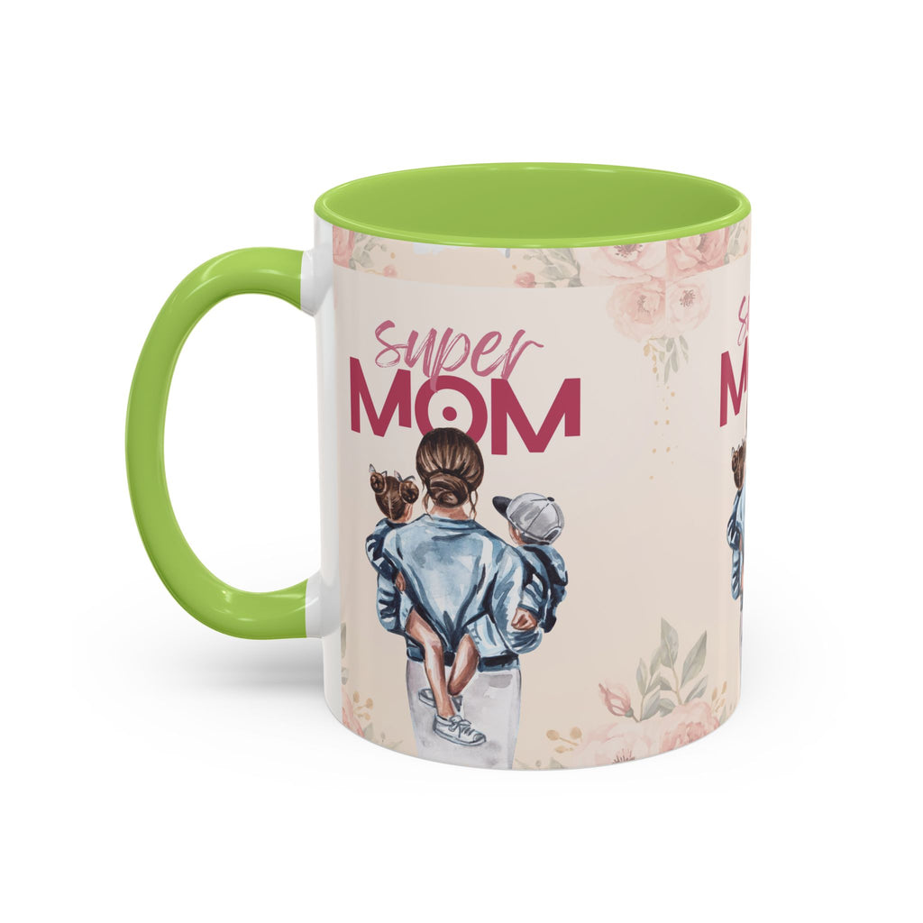 Keramikbecher „Super MOM“ mit Farbakzent | Tasse für Mamas