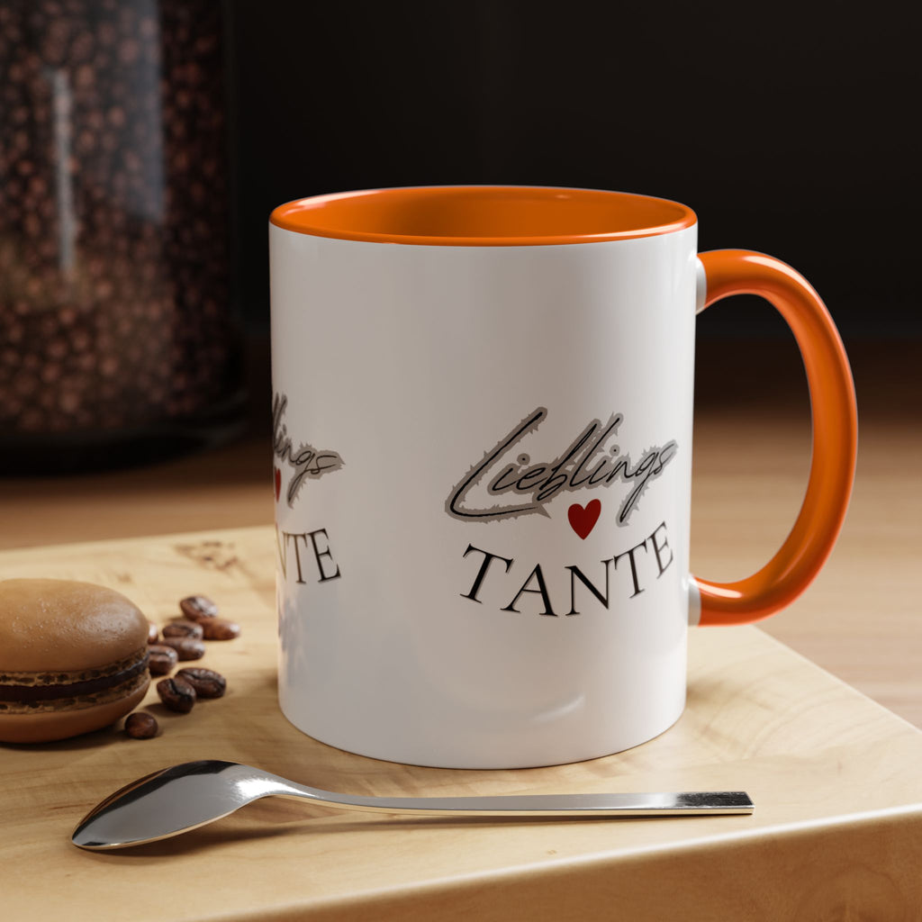 Lieblings Tante Kaffeebecher — Akzent-Keramiktasse mit Herz (11/15oz)